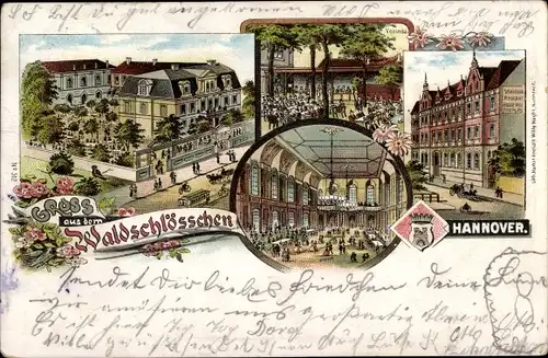 Litho Hannover in Niedersachsen, Gasthaus Waldschlösschen, Innenansicht