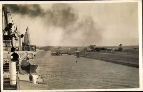 Ak Suez Ägypten, Kanal, Schiff