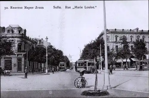 Ak Sofia Bulgarien, Rue Marie Louise, Straßenbahn