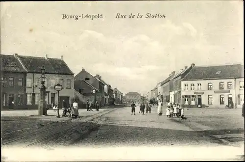 Ak Bourg Leopold Leopoldsburg Flandern Limburg, Rue de la Station