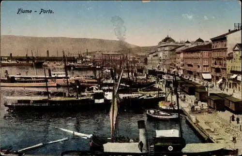 Ak Rijeka Fiume Kroatien, Porto, Hafen