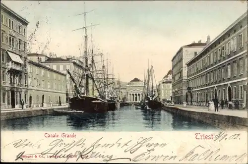 Ak Trieste Triest Friuli Venezia Giulia, Canale Grande, Segelschiffe
