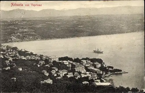 Ak Opatija Abbazia Kroatien, Panorama von Veprinaz, Hafen