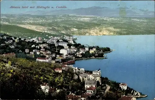 Ak Opatija Abbazia Kroatien, Panorama mit Mattuglie, Castello