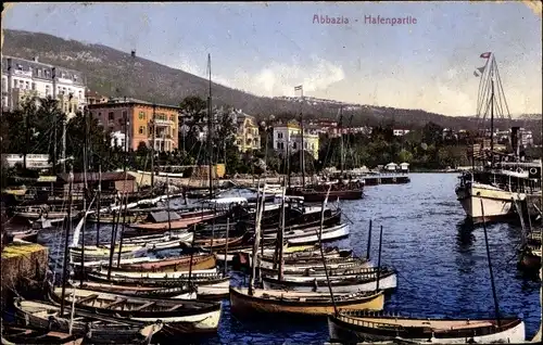 Ak Opatija Abbazia Kroatien, Hafen, Boote