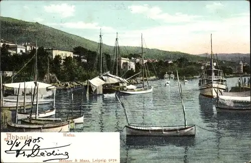 Ak Opatija Abbazia Kroatien, Hafen, Boote