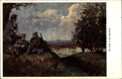 Künstler Ak Die Wacht in den Karpathen, Kuk Armee, I. WK