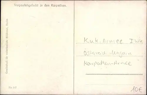 Ak Vorpostengefecht in den Karpathen, Kuk Armee, I. WK