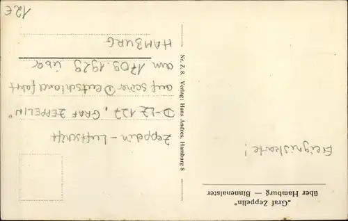 Ak Hamburg, Luftschiff  LZ 127 Graf Zeppelin über der Stadt, Binnenalster, Boote, 1929