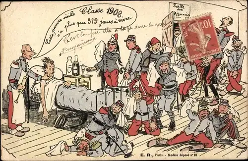 Künstler Ak Französische Soldaten Classe 1908