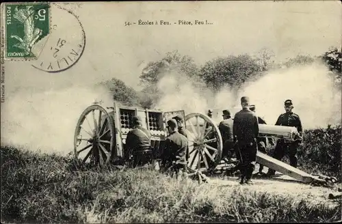 Ak Ecole à Feu, Pièce, Feu - Artillerie Feuerübung, Schulschießen einer Haubitze