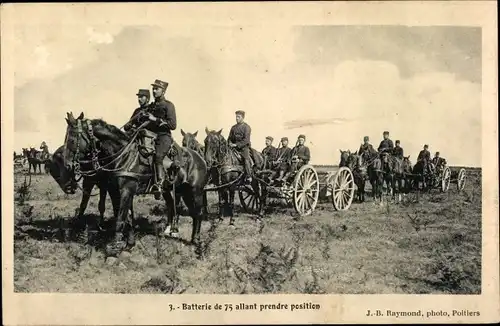 Ak Batterie de 75 allant prendre position, Französische Soldaten, I. WK