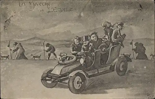 Künstler Ak La Marche a l'Etoile, Auto