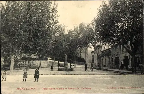 Ak Montélimar Drôme, Place Saint Martin, Rampe de Narbonne