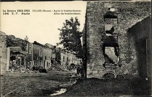 Ak Pilon Meuse, Apres le bombardement, Kriegszerstörungen, I. WK