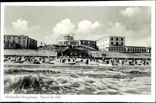 Ak Nordseebad Wangerooge, Strand bei Flut, Hotels