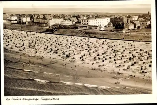 Ak Nordseebad Wangerooge in Ostfriesland, Fliegeraufnahme vom Burgenstrand