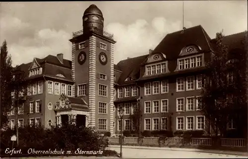 Ak Erfurt Thüringen, Oberrealschule mit Sternwarte
