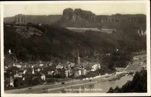 Ak Bad Schandau an der Elbe, Ort mit Umgebung, Schrammsteine