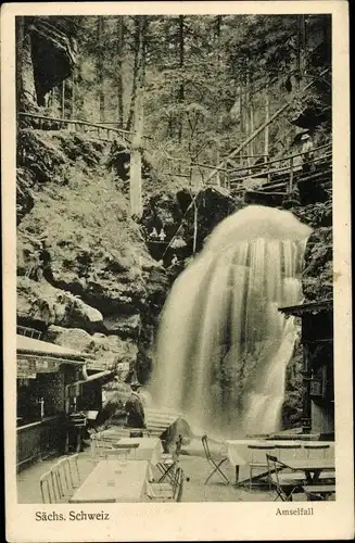 Ak Rathen an der Elbe Sächsische Schweiz, Amselfall