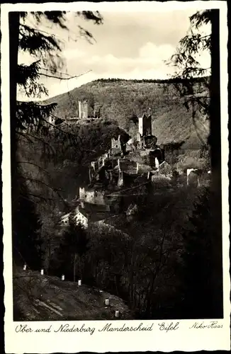 Ak Manderscheid Eifel, Ober und Niederburg, Totalansicht