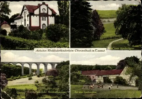 Ak Oberseelbach Niedernhausen im Taunus Hessen, Arbeiterwohlfahrt Kinderheim, Autobahnbrücke