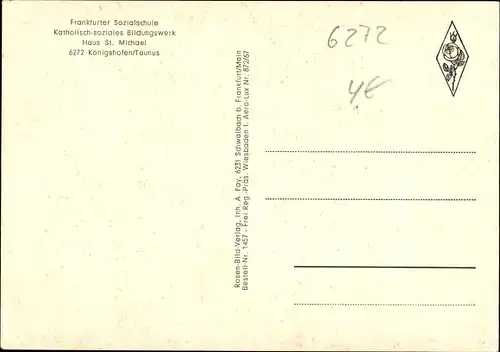 Ak Königshofen Niedernhausen im Taunus Hessen, Frankfurter Sozialschule Haus St. Michael