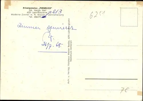 Ak Lahr Waldbrunn im Westerwald, Privatpension Fernblick