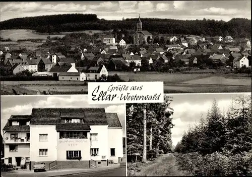 Ak Ellar Waldbrunn im Westerwald, Gesamtansicht, Gasthaus-Pension K. Heep