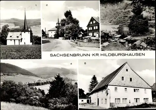 Ak Sachsenbrunn Eisfeld in Thüringen, Teilansichten, Sachsendorf, Gasthaus Zur Linde