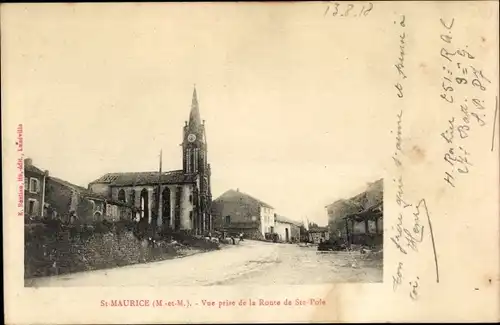 Ak St. Maurice Meurthe et Moselle, Vue prise de la Route de St. Pole