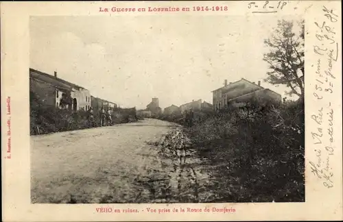 Ak Vého Lothringen Meurthe et Moselle, Vue prise de la Route Domjevin, Guerre en Lorraine, 1914-1918