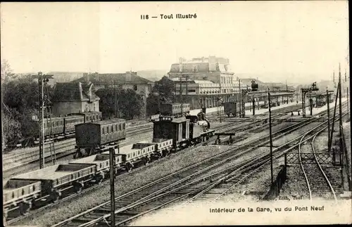 Ak Toul Meurthe et Moselle, Interieur de la Gare, vu du Pont Neuf