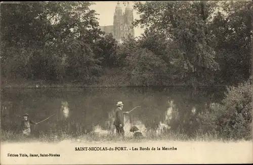 Ak Meurthe et Moselle, Saint Nicolas du Port, Les Bords de la Meurthe, Angelpartie