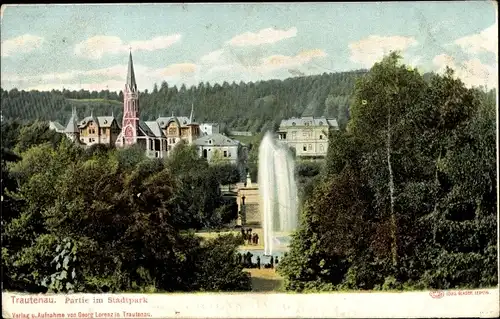 Ak Trutnov Trautenau Riesengebirge Region Königgrätz, Partie im Stadtpark