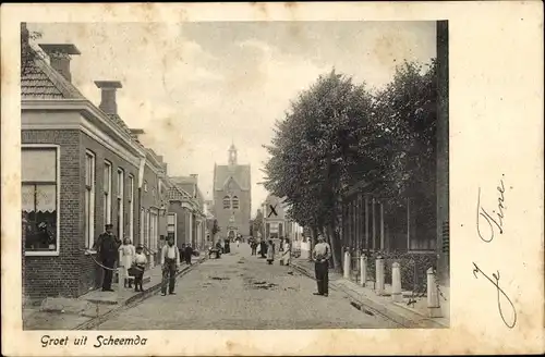 Ak Scheemda Oldambt Groningen, Straßenpartie, Anwohner