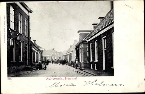 Ak Scheemda Oldambt Groningen, Brugstraat