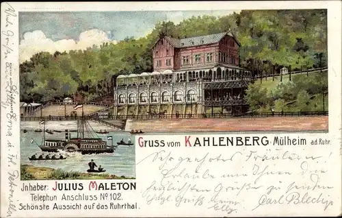 Litho Mülheim an der Ruhr, Gasthaus auf dem Kahlenberg