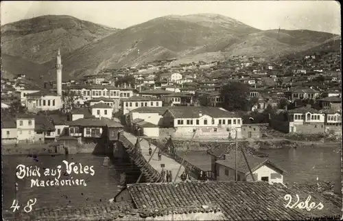 Foto Ak Veles Mazedonien, Blick auf den Ort