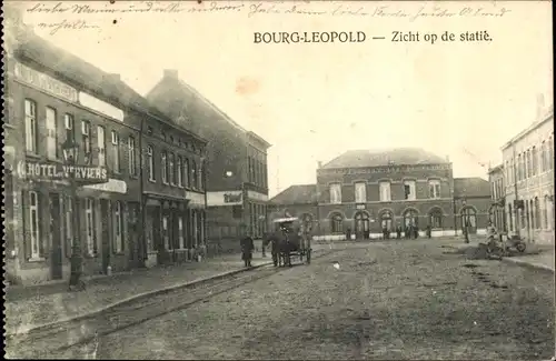 Ak Bourg Leopold Leopoldsburg Flandern Limburg, Zicht op de statie