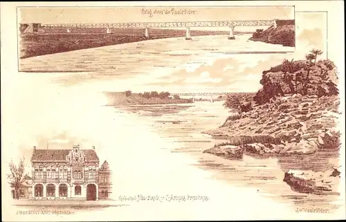 Litho Pretoria Südafrika, Brug over Vaalriver, Brücke