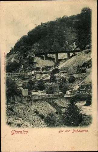 Ak Giornico Kanton Tessin, Die drei Bahnlinien
