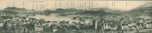 Klapp Ak Luzern Stadt Schweiz, Panorama der Stadt, Berge