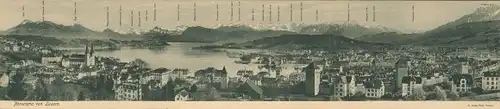 Klapp Ak Luzern Stadt Schweiz, Panorama der Stadt, Berge