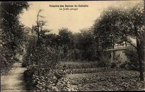 Ak Lyon Rhône, Hospice des Dames du Calvaire, Le Jardin potager