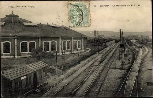 Ak Grigny Lyon Rhône, La Rotonde du P.L.M., Bahnhof