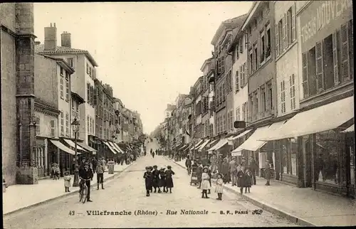 Ak Villefranche sur Saône Rhône, Rue Nationale