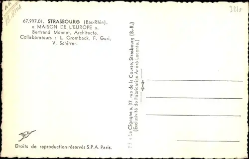 Ak Strasbourg Straßburg Elsass Bas Rhin, Maison de l'Europe