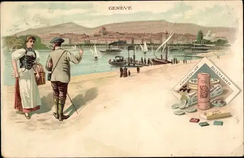 Litho Genève Genf Schweiz, Trachten, Cacao Suchard, Reklame