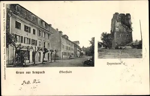 Ak Sempach Kanton Luzern, Oberstadt, Hexenturm